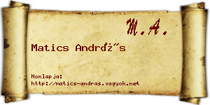 Matics András névjegykártya