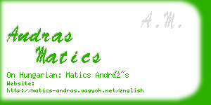 andras matics business card